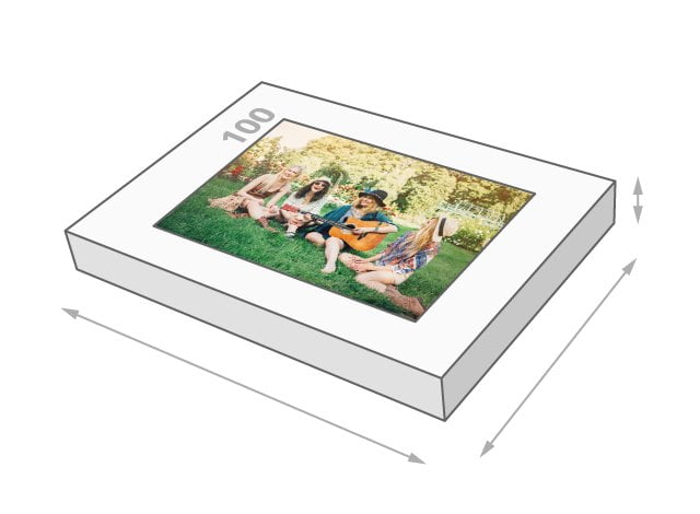 Puzzle de 100 peças tamanho da caixa