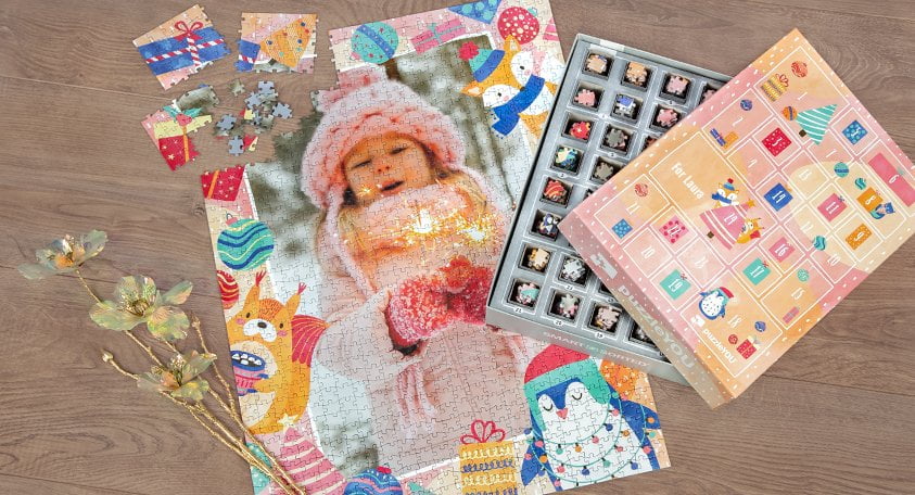 Calendário do Advento em forma de puzzle